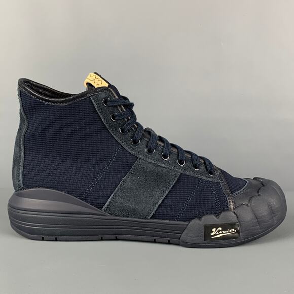 VISVIM Size 10.5 Navy Mixed Material Lanier High-Top Sneakers - Picture 1 of 1